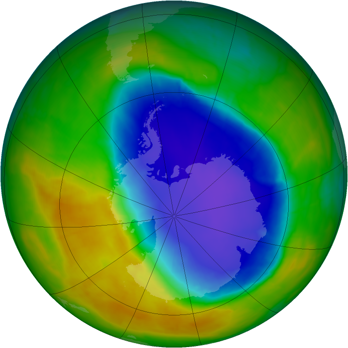 Antarctic ozone map for 30 October 2014